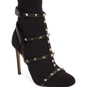 Valentino Black Rockstud Sock Boots